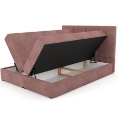 Łóżko kontynentalne 160x200x113 cm tapicerowane podwójne z materacem brudny róż  - Miniaturka zdjęcia nr 12