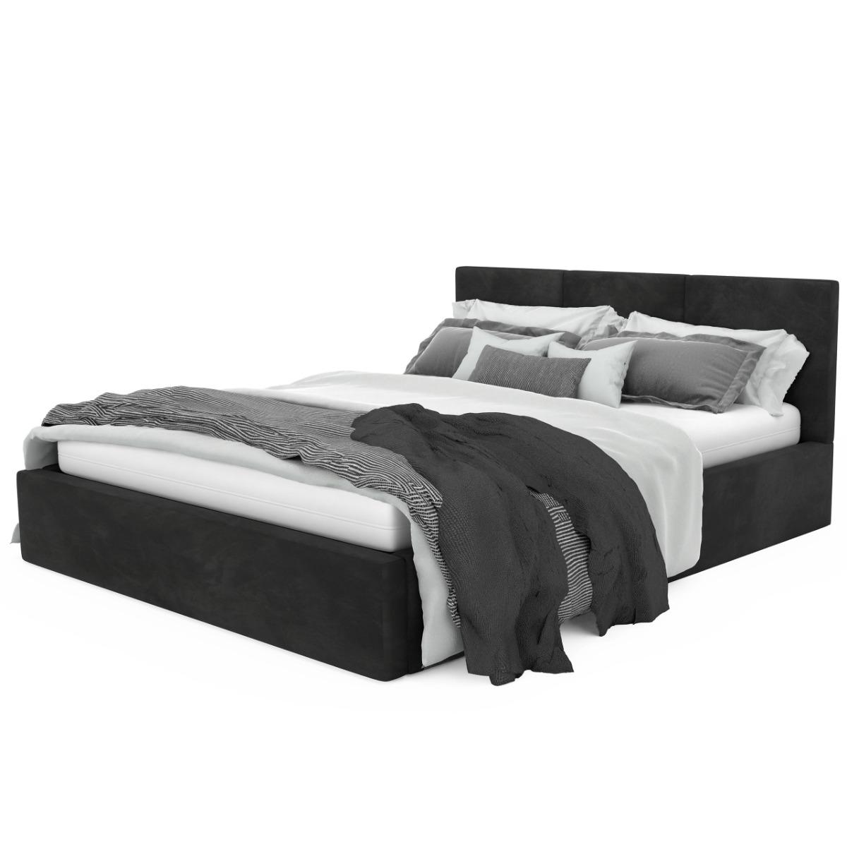 Łóżko tapicerowane do sypialni basic 120x200x88 cm podwójne z pojemnikiem czarne  nr. 10