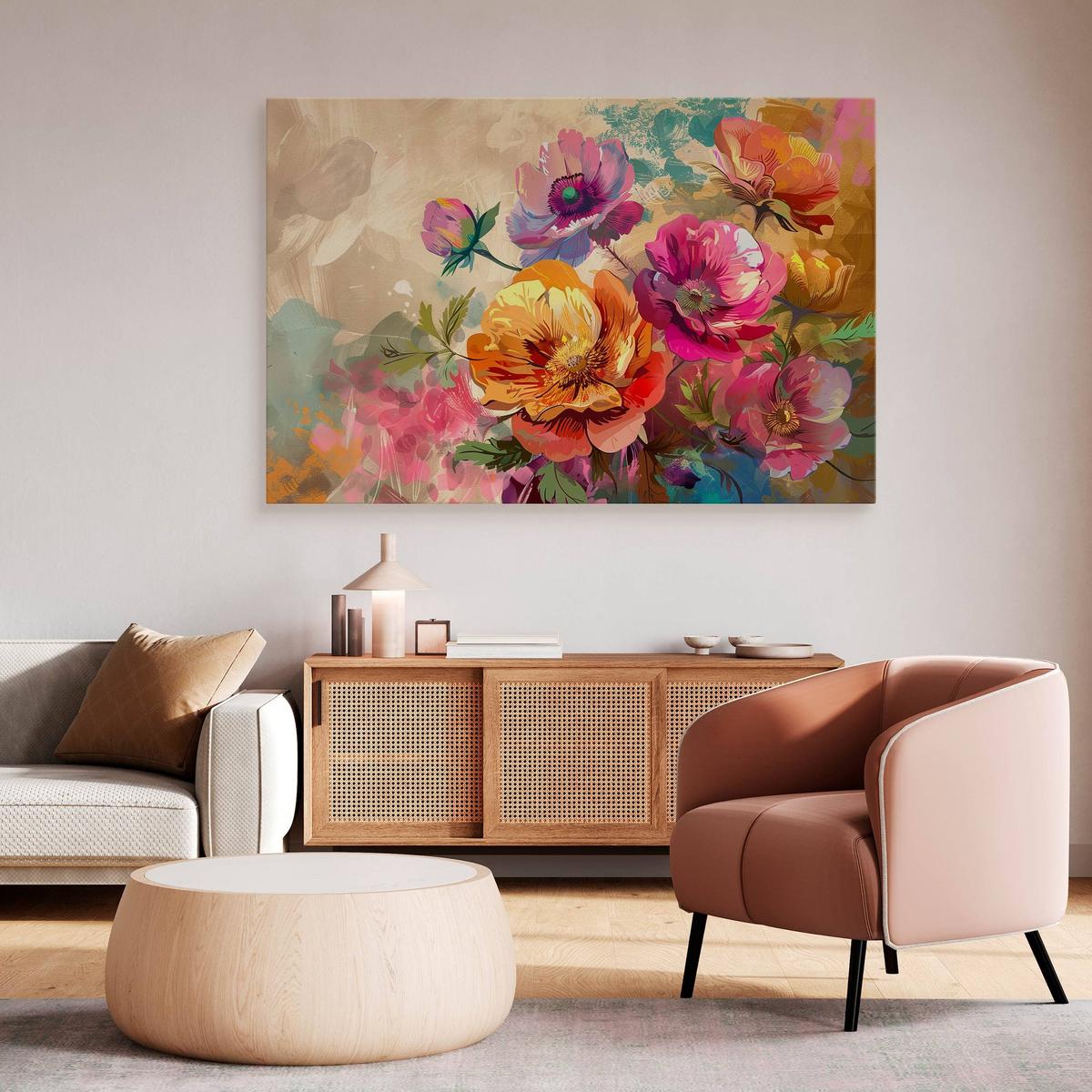 Obraz Na Płótnie Akwarelowe Kolorowe Kwiaty 70x50 Natura do Salonu nr. 6