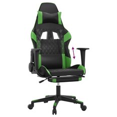 Fotel dla gracza 64x60x127 cm obrotowy z regulacją wysokości i podnóżkiem czarno-zielony gamingowy do pokoju lub biura - Miniaturka zdjęcia nr 8