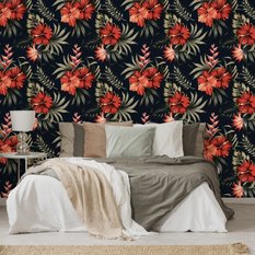 Tapeta Ścienna KWIATY Hibiskusa Liście Tropikalne  - Miniaturka zdjęcia nr 5