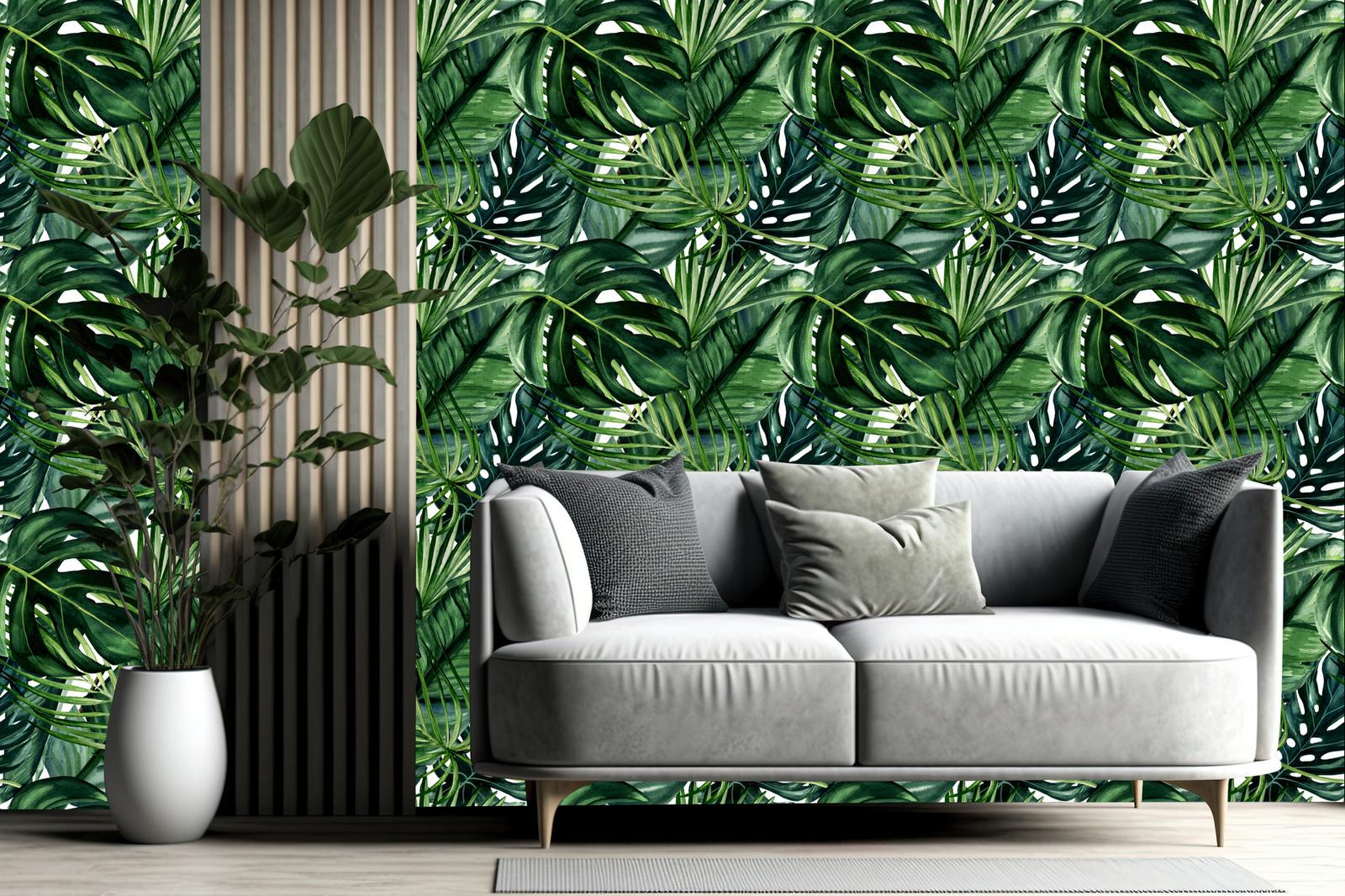 Tapeta Do Salonu Egzotyczne LIŚCIE Rośliny Monstera Palmy Bananowiec  nr. 5