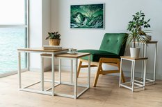 Stoliki kawowe Praven 50x50x50 cm loft zestaw 2 sztuk dąb craft biały - Miniaturka zdjęcia nr 4