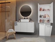 Słupek łazienkowy NEL DD 2K 174x60x30 cm szafka łazienkowa podwójny kosz na pranie regał biały połysk - Miniaturka zdjęcia nr 6