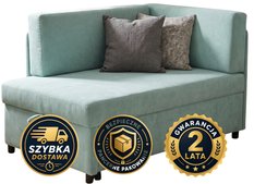 Sofa rozkładana dziecięca Viluś 106x75x80 cm narożnik jednoosobowy do pokoju z funkcją spania i przechowywania dla dzieci miętowy