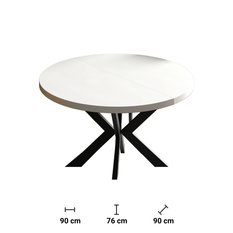 Stół rozkładany 90 cm okrągły Granito arctic white do jadalni - Miniaturka zdjęcia nr 3