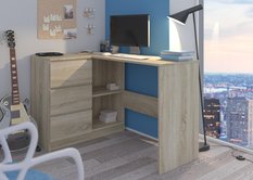 Biurko narożne MODERN 112 cm sonoma lewe z szafką i szufladami do biura  - Miniaturka zdjęcia nr 2