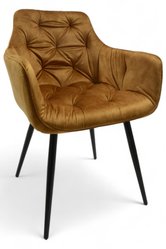 Krzesło Houston 57x85x59 cm pikowane tapicerowane welur koniak nogi czarne
