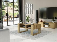 Stolik Kawowy 90x55x58 cm z półkami do salonu artisan - Miniaturka zdjęcia nr 2