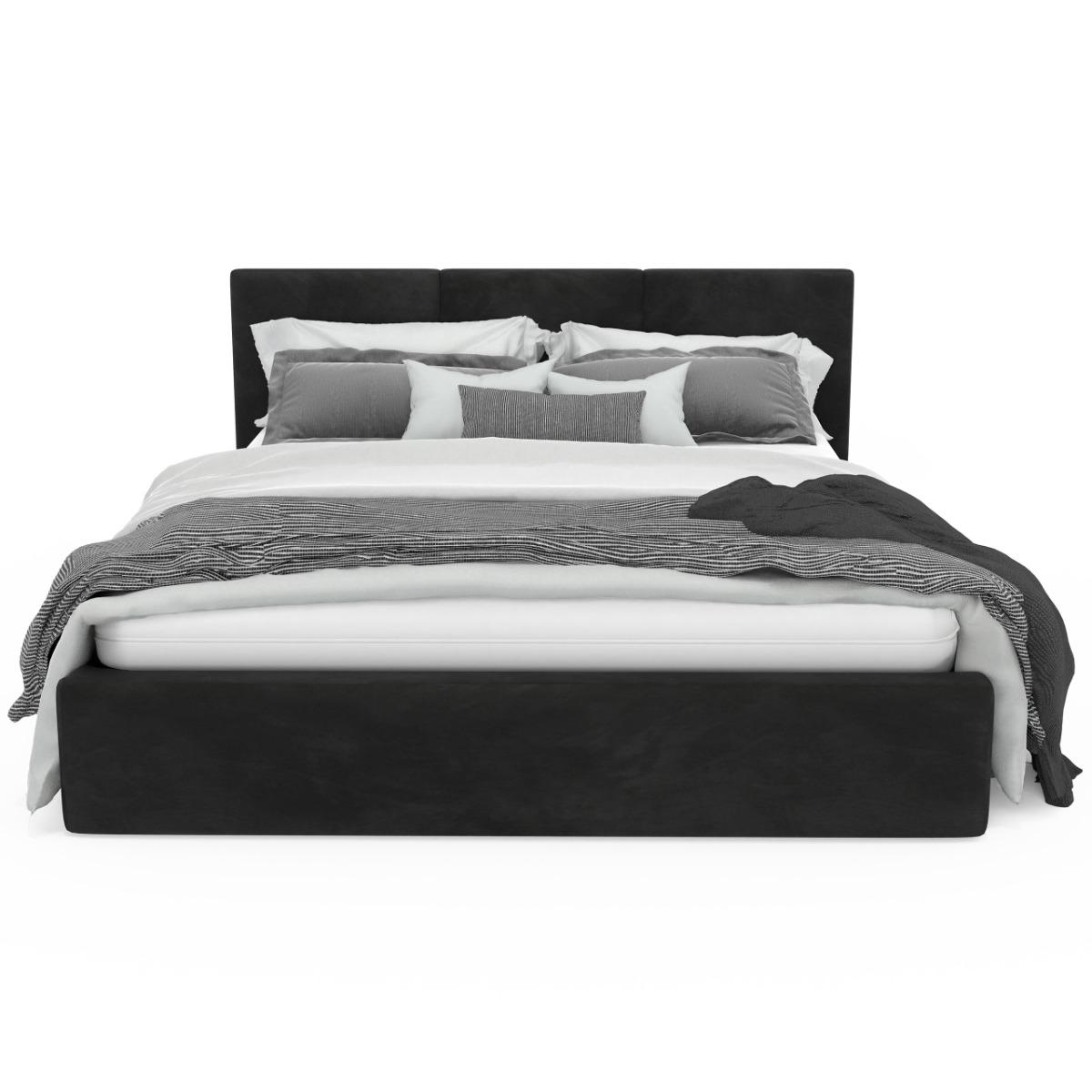 Łóżko tapicerowane do sypialni basic 120x200x88 cm podwójne z pojemnikiem czarne  nr. 11