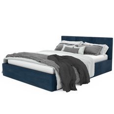 Łóżko tapicerowane do sypialni basic 120x200x88 cm granatowe - Miniaturka zdjęcia nr 3