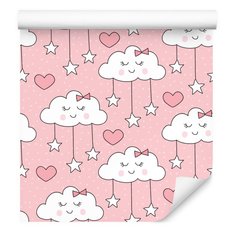 Tapeta Dla Dziewczynki CHMURKI Serduszka Gwiazdki 53x1000  - Miniaturka zdjęcia nr 4