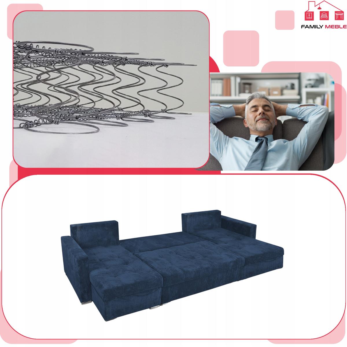 Narożnik Bonito BIG 296x74x104 cm kształt U z funkcją spania i przechowywania Anafi sztruks granat nr. 5