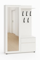 Garderoba do przedpokoju DUO 190x90x40 cm z lustrem wieszakami szafka na buty biała - Miniaturka zdjęcia nr 2