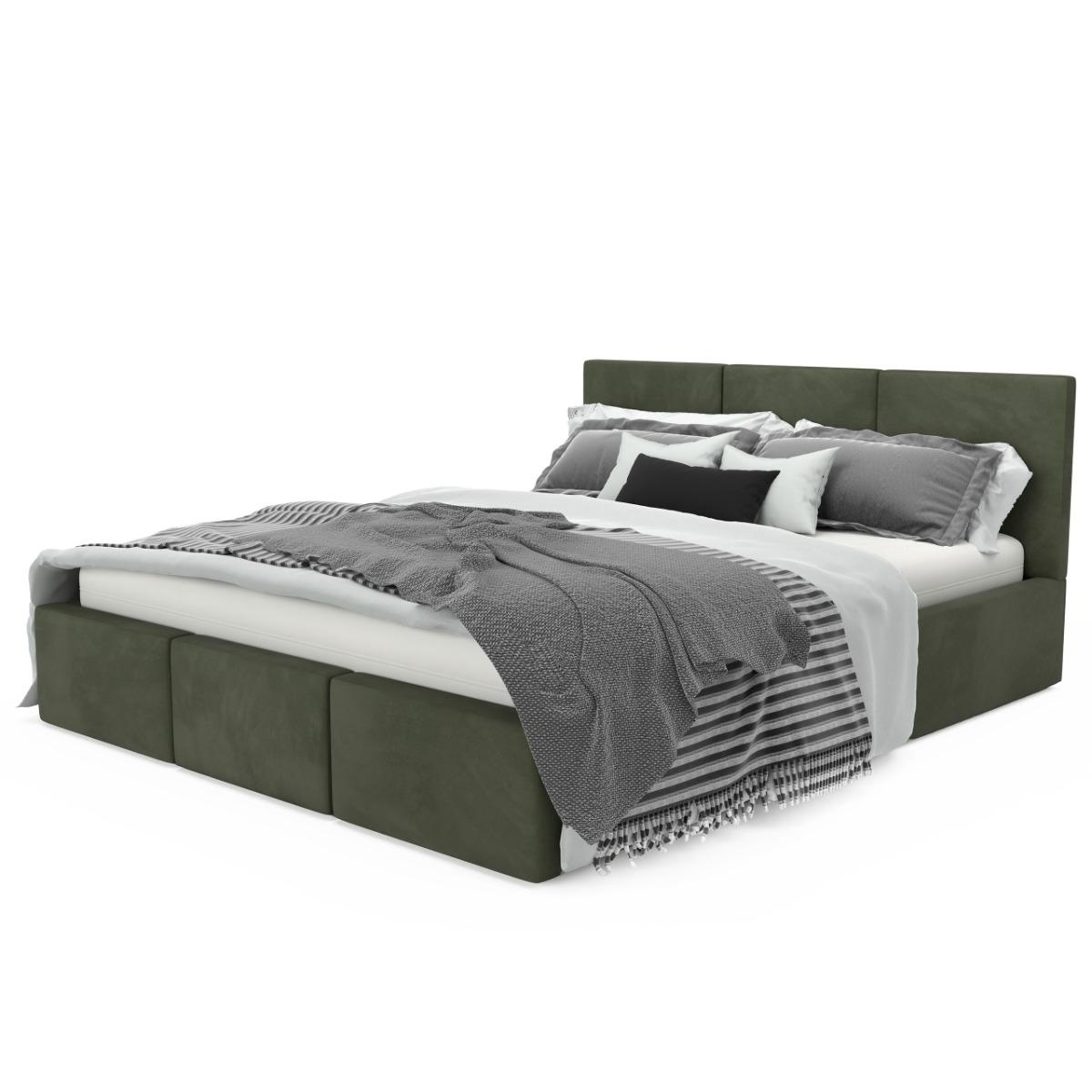 Łóżko tapicerowane do sypialni 180x200x110 cm podwójne z pojemnikiem modne khaki nr. 10