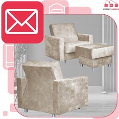 Zestaw wypoczynkowy wersalka fotele kremowy beżowy - Miniaturka zdjęcia nr 3