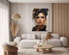 Obraz Złoty PORTRET Kobieca Twarz Styl Glamour Abstrakcja Do Salonu 80x120cm - Miniaturka zdjęcia nr 7