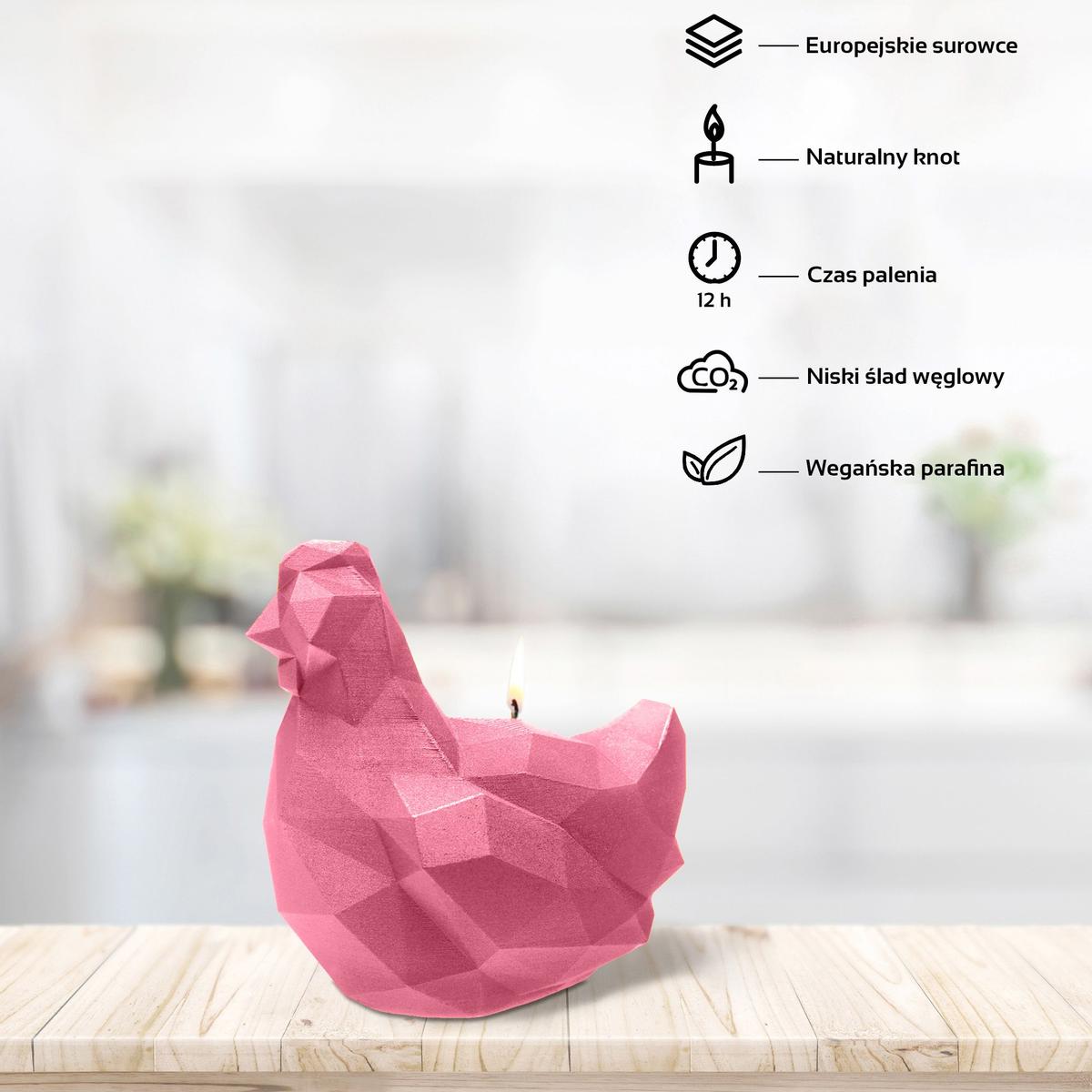 Świeca Chicken Low-Poly Pink Small nr. 2