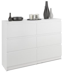 Komoda MODERN 120x30 cm biała z szufladami dwa rzędy do biura sypialni lub salonu 