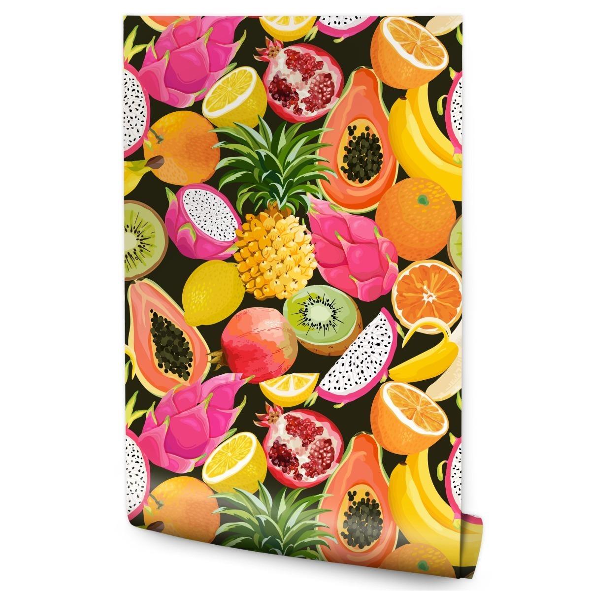 Tapeta do Kuchni Kolorowe OWOCE Papaja Granat Kiwi 