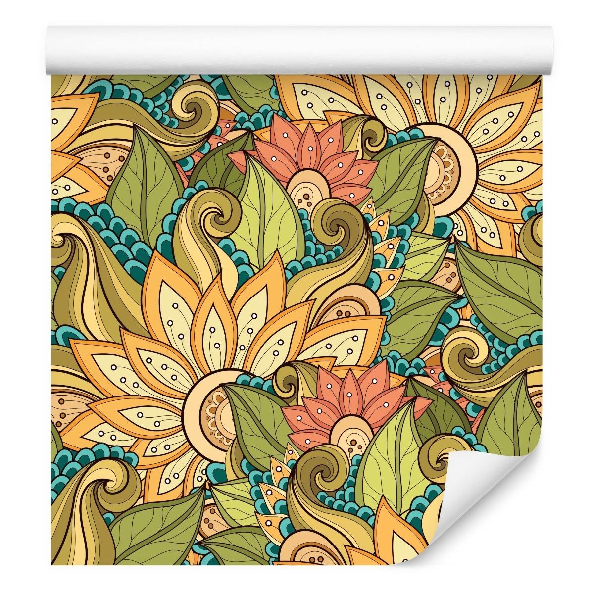 Tapeta Dekoracyjna KWIATOWE Ornamenty Liście Wzór  nr. 6