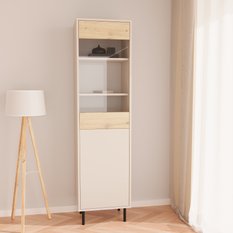 Komoda wysoka witryna LOLA 190x50x40 cm regal z szybą do sypialni salonu dąb artisan kaszmir - Miniaturka zdjęcia nr 1