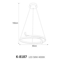 Lampa wisząca K-8187 KALPA 60x150x60 cm do salonu lub pokoju czarny - Miniaturka zdjęcia nr 6