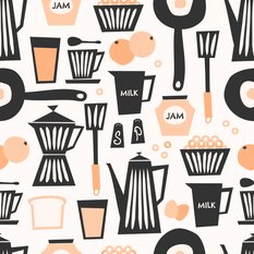 Tapeta Do kuchni Czajniki OWOCE Kawa Mleko Napisy  - Miniaturka zdjęcia nr 3