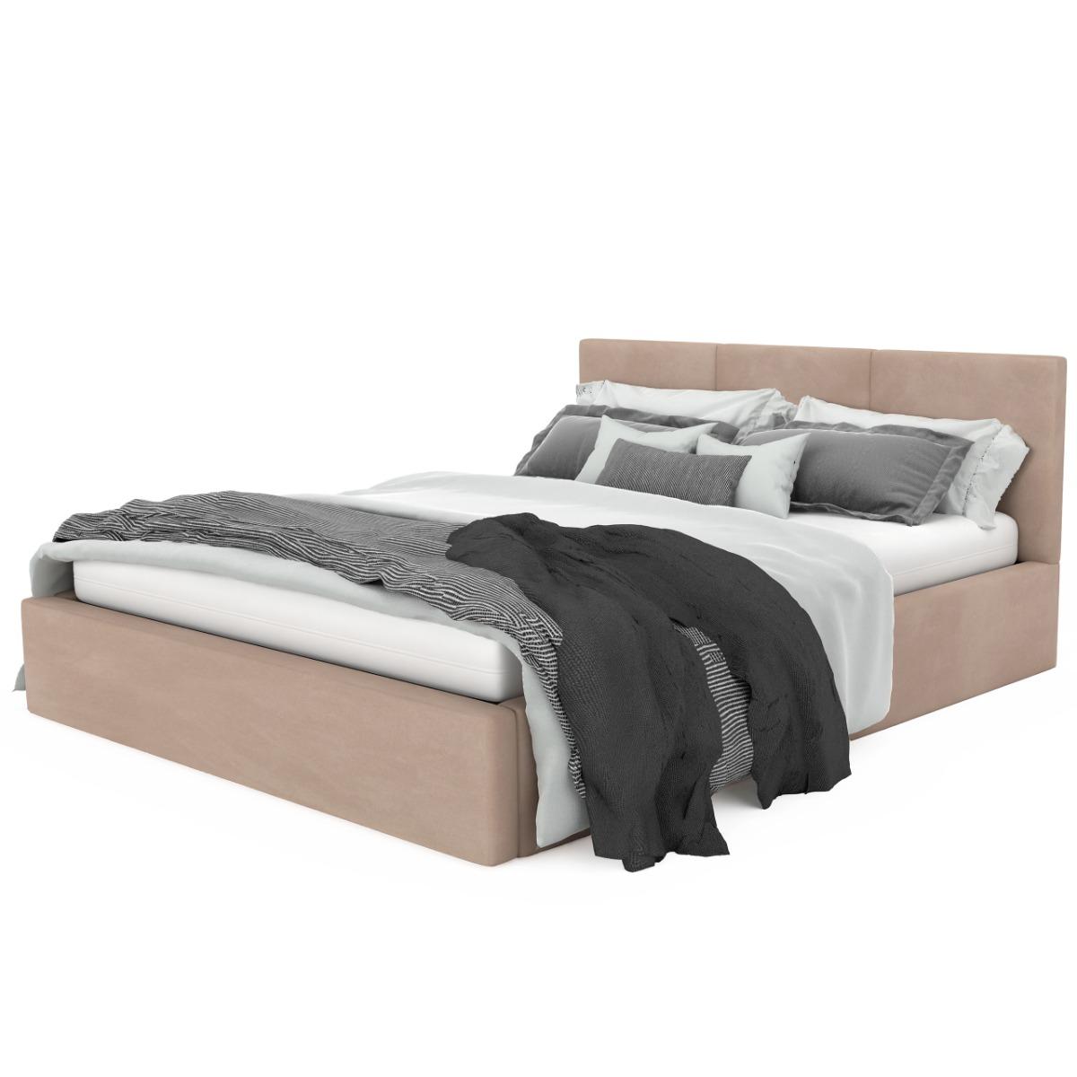 Łóżko tapicerowane do sypialni basic 120x200x88 cm łóżko podwójne z pojemnikiem beżowe nr. 10