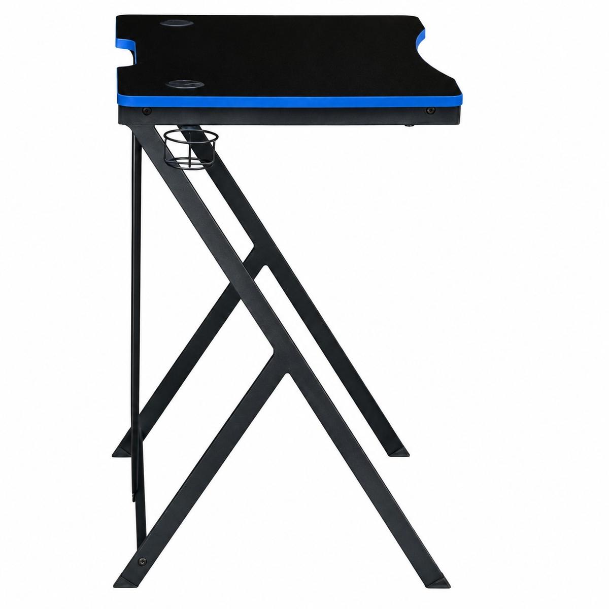 Biurko gamer gamingowe VEKTOR 80x50x75 cm czarne z uchwytem na kubek i słuchawki nr. 6