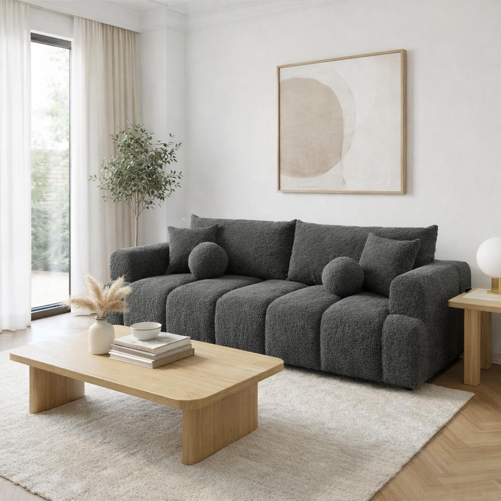 Kanapa z funkcją spania Mediolan 250x112x90 cm LOOP rozkładana trzyosobowa sofa ciemnoszara nr. 2