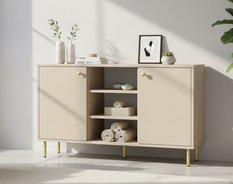Komoda NOMI 137x40x73 cm dwudrzwiowa do salonu sypialni kaszmir złote nogi loft - Miniaturka zdjęcia nr 1