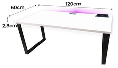 Biurko gamingowe model 3 Top 120x60x2.8 cm białe loftowe led hub gniazdo do pokoju gracza - Miniaturka zdjęcia nr 2