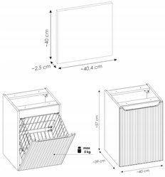 Szafka NOVA 40 cm do łazienki z koszem na pranie biały mat - Miniaturka zdjęcia nr 2