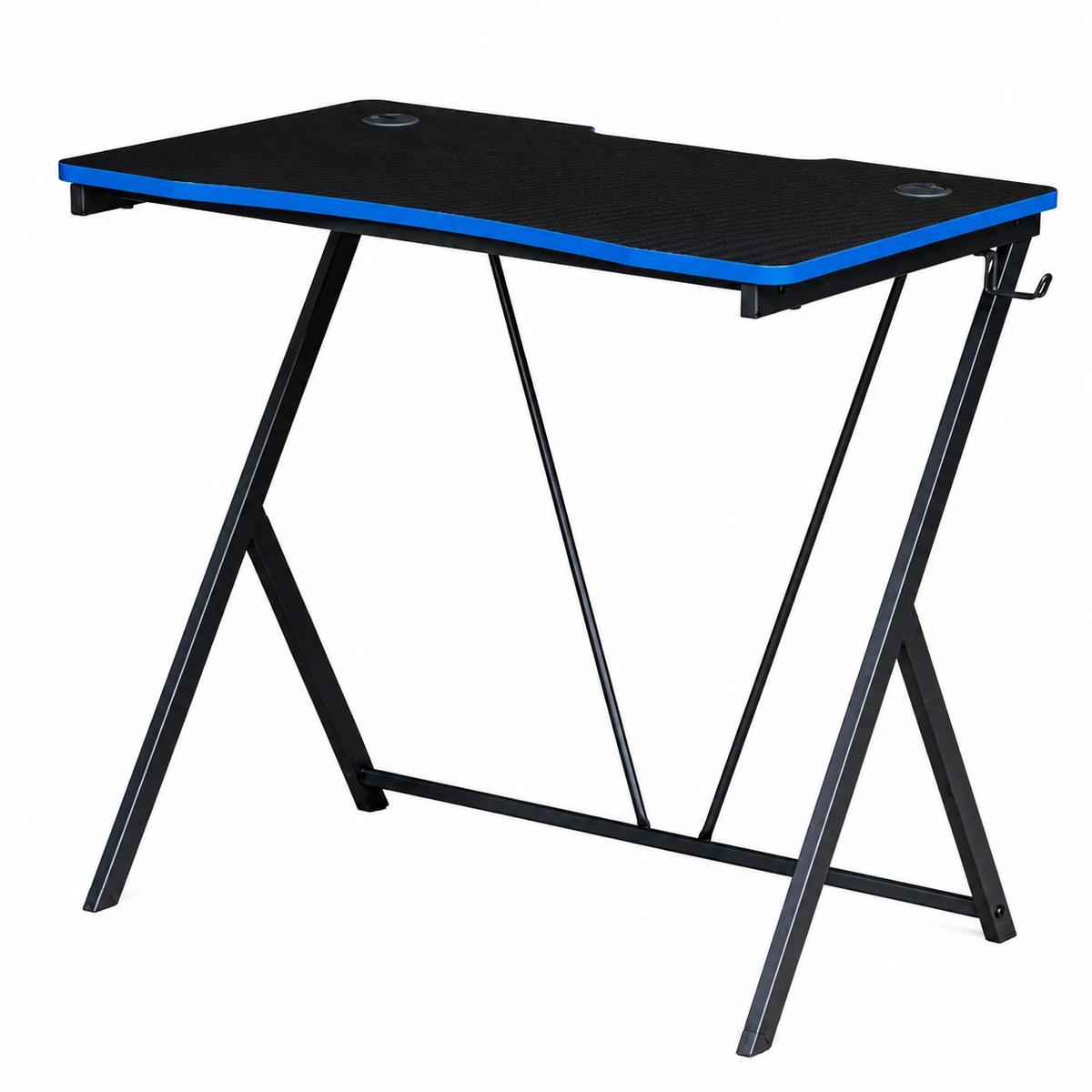 Biurko gamer gamingowe VEKTOR 80x50x75 cm czarne z uchwytem na kubek i słuchawki nr. 1