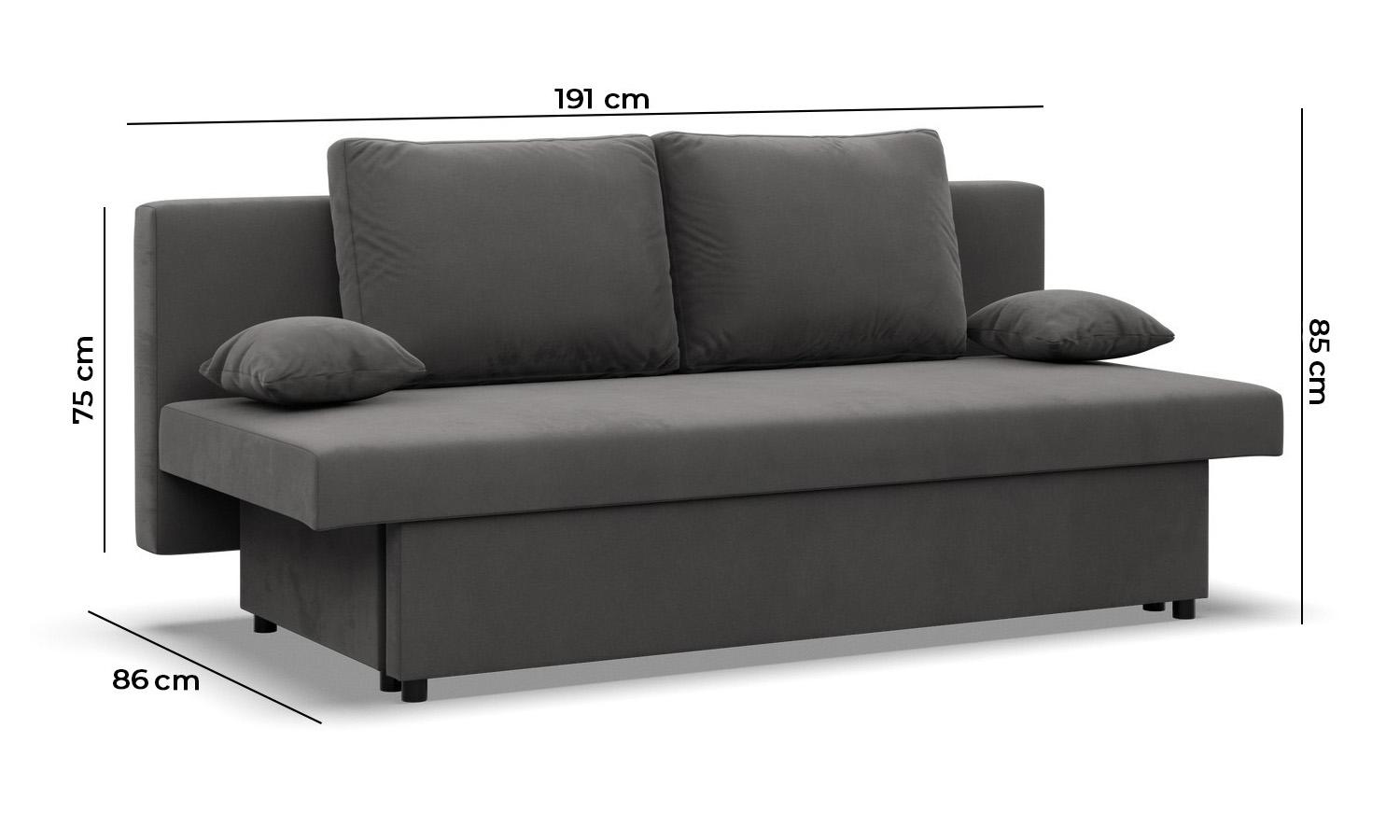 Kanapa 3-osobowa NOLA 191x92x91 cm wygodna sofa rozkładana z pojemnikiem do pokoju do salonu sprężyna bonell czarna biała nr. 8
