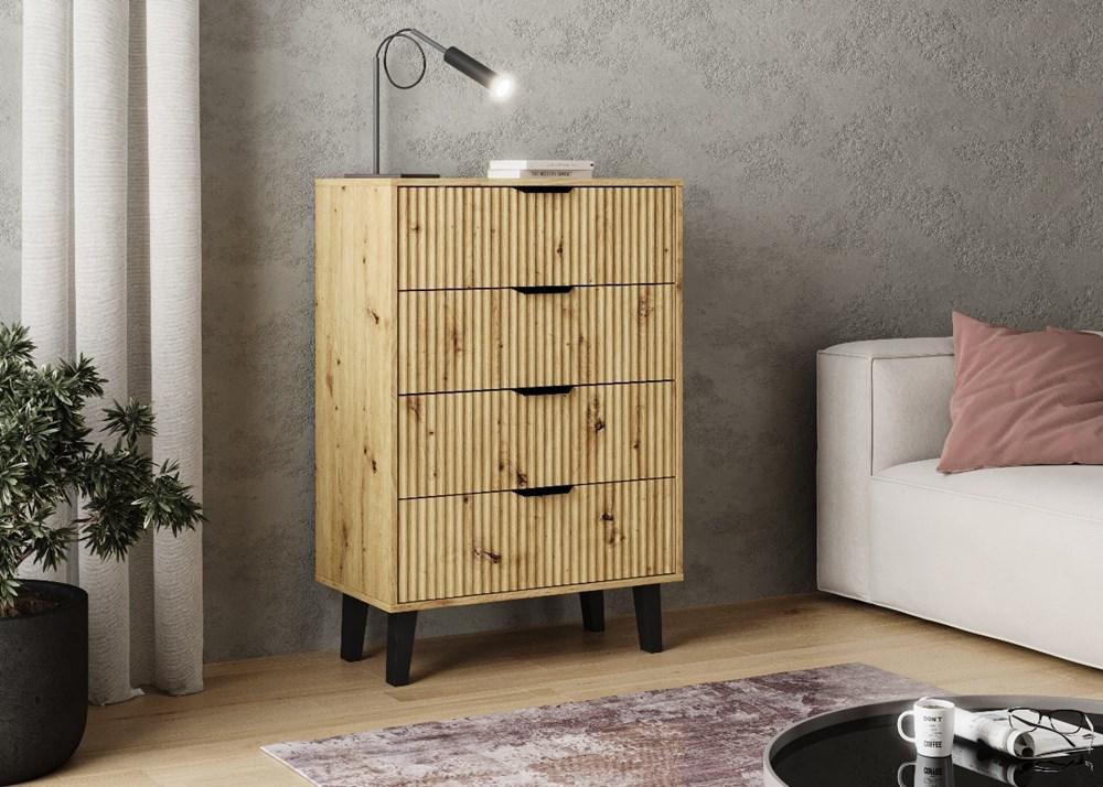 Komoda Scandi 102,5x70x39 cm do sypialni salonu slim dąb artisan nr. 2