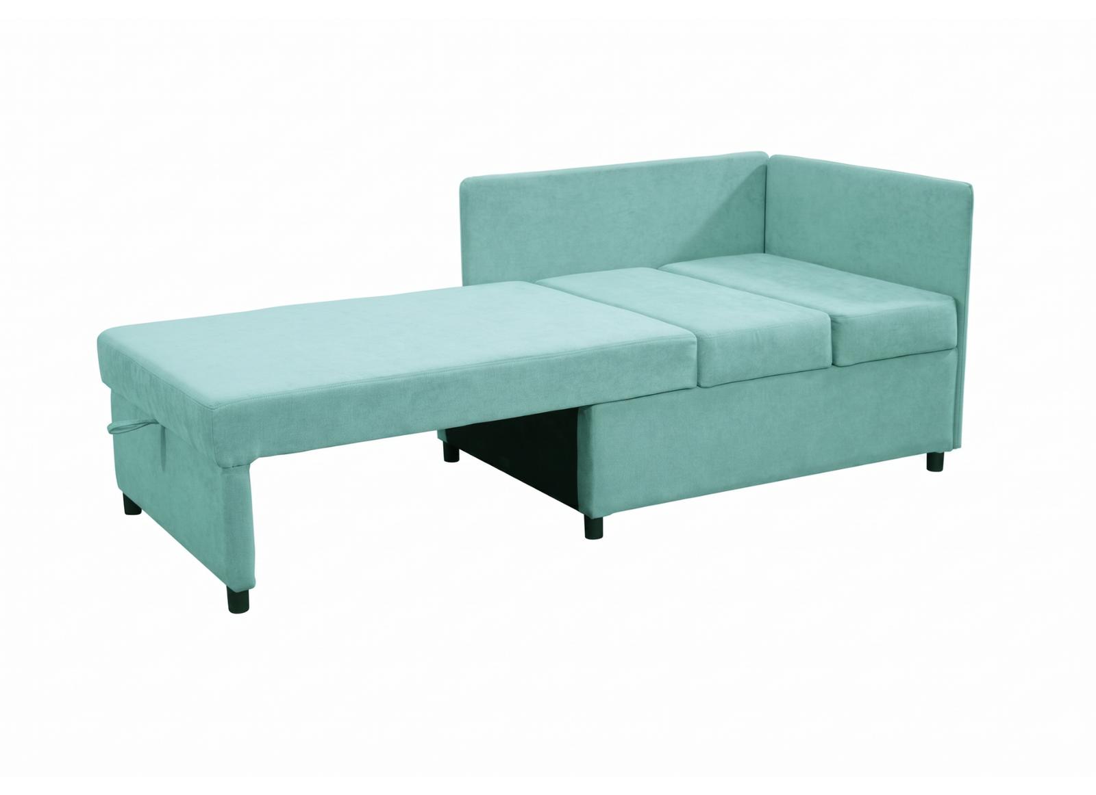 Sofa Viluś 106x75x80 cm miętowy rozkładana sofa narożna jednoosobowa z funkcją spania i pojemnikiem na pościel nr. 7