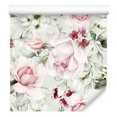 Tapeta Do Sypialni Różowe PEONIE Kwiaty Liście 3D  - Miniaturka zdjęcia nr 4