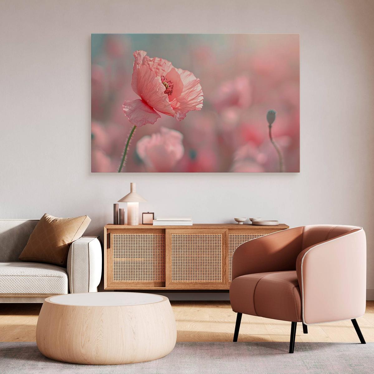 Obraz Na Płótnie Różowe Maki Na Łące Natura 120x80 Polna Przyroda nr. 6