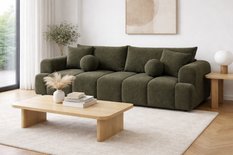 Kanapa z funkcją spania Mediolan 250x112x90 cm rozkładana trzyosobowa tkanina LOOP zieleń - Miniaturka zdjęcia nr 2