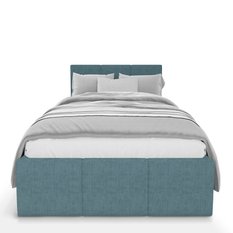 Łóżko Pojedyncze 90x200cm łóżko tapicerowane z pojemnikiem morskie do sypialni wezgłowie 88 cm - Miniaturka zdjęcia nr 6