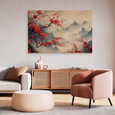 Obraz Na Płótnie Drzewo Japońskie Czerwone Kwiaty 120x80 Do Salonu - Miniaturka zdjęcia nr 6