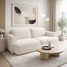 Kanapa rozkładana trzyosobowa ITALY 253x110x71 cm trzyosobowa sofa z funkcją spania tkanina LOOP cream - Miniaturka zdjęcia nr 2