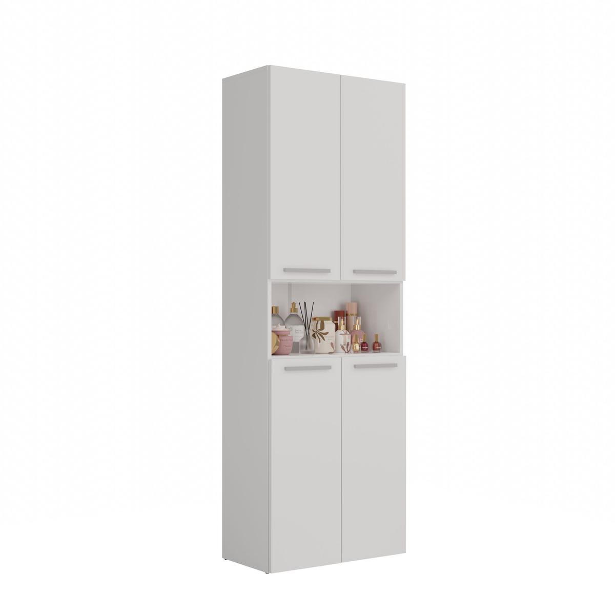 Słupek łazienkowy NEL DK 2K 174x60x30 cm szafka łazienkowa podwójny kosz na pranie regał biały mat nr. 3