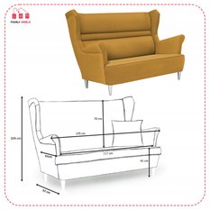Zestaw wypoczynkowy ZOJA sofa + 2 fotele miodowe do salonu  - Miniaturka zdjęcia nr 5
