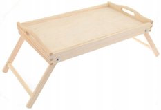 Taca śniadaniowa 30x21x50 cm stolik pod laptopa z nóżkami drewniany naturalny