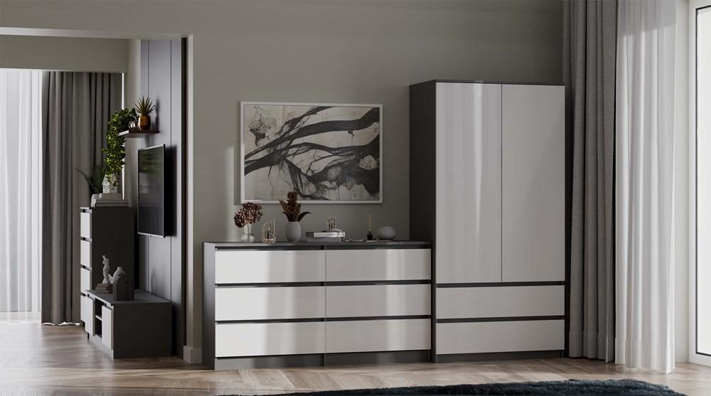 Szafa otwierana Malwa SS-90 180x90x60 cm do sypialni antracyt biel nr. 6