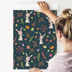Tapeta Do Pokoju Dzieci ZAJĄCZKI Króliczki Rośliny 53x1000  - Miniaturka zdjęcia nr 3