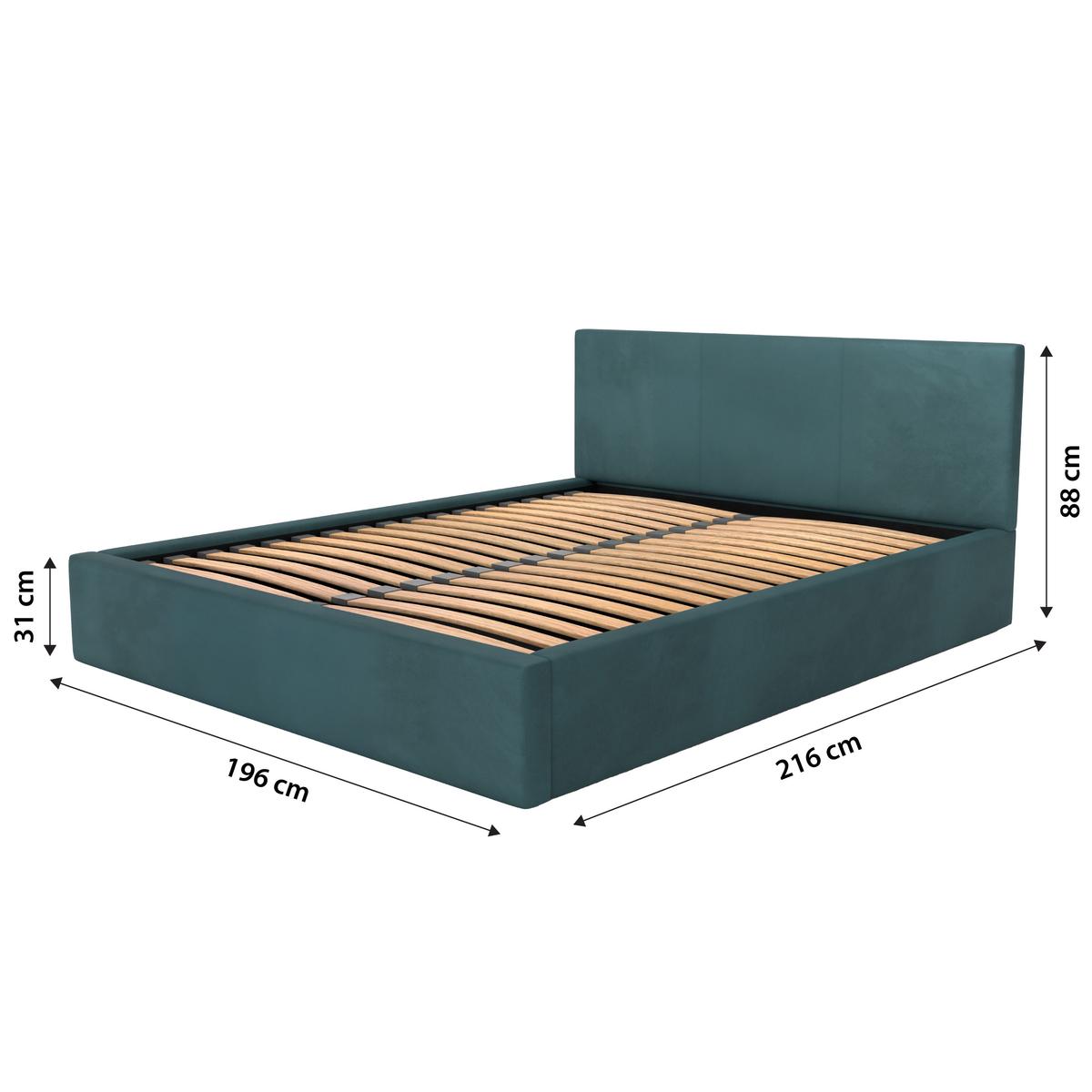 Łóżko tapicerowane do sypialni 180x200x88 podwójne z pojemnikiem basic turkusowe nr. 16